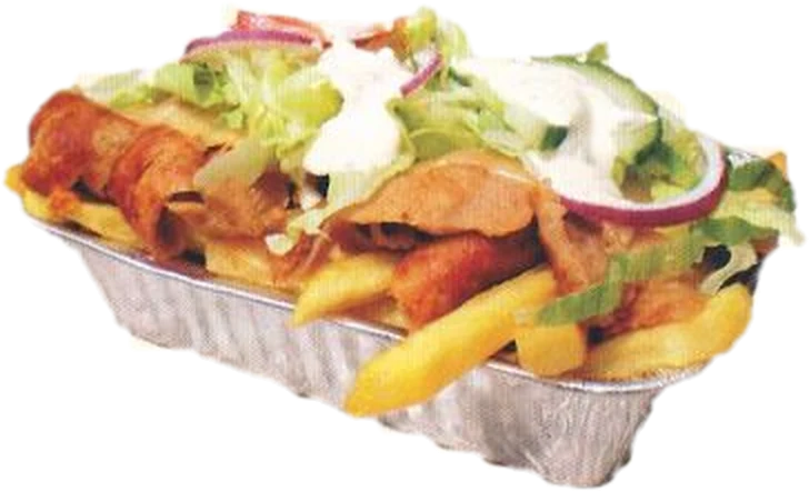 Döner met friet in een bakje